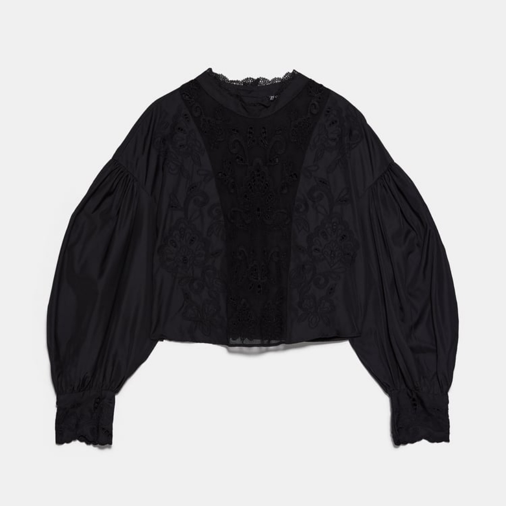 Zara embroidered and lace top